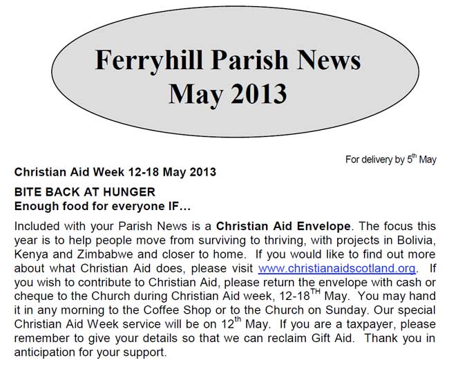 Parish News for May 2013
